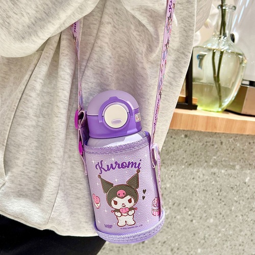 Sanrio Kuromi children's thermos cup for female students with high-looking food grade 316 stainless steel straw cup