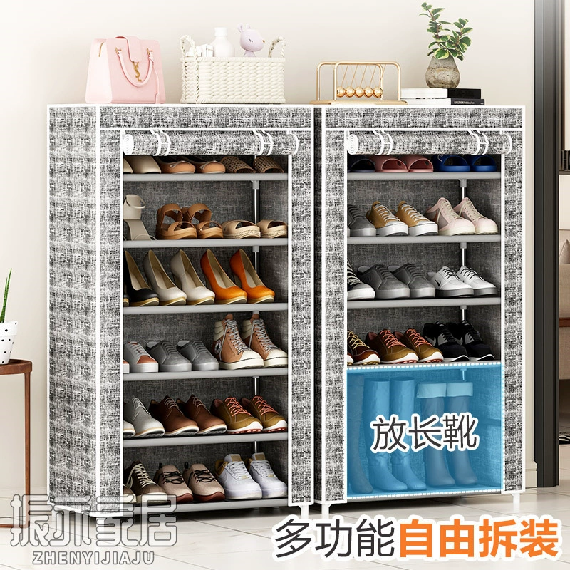 Простая многослойная обувная полка для дома, сборная пылезащитная обувная тумба для общежития, многофункциональная компактная прочная дверная система для хранения.