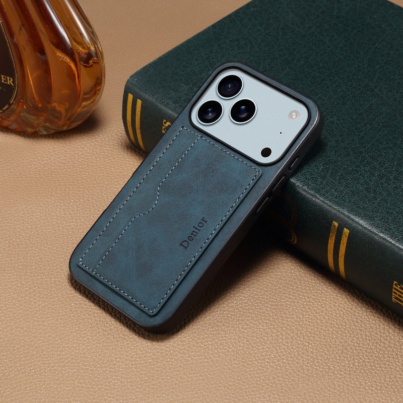仿牛纹皮套卡包简约隐藏支架欧美适用iPhone17Promax苹果16保护壳|undefined