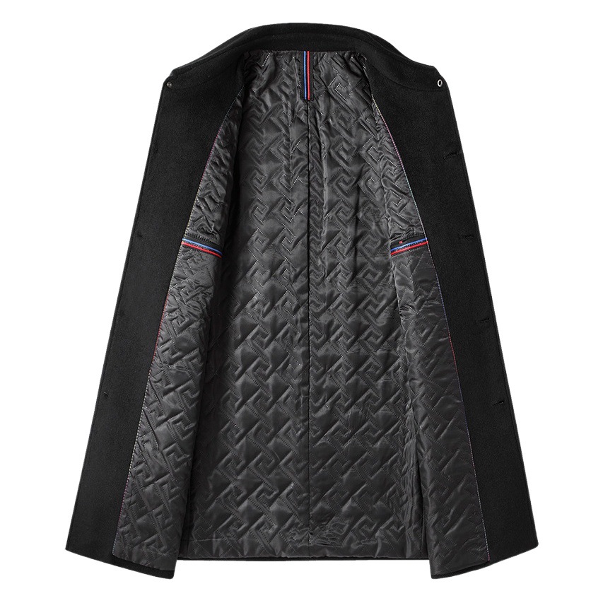 Abrigo de Lana para Hombre Otoño-Invierno 2025, Largo Medio, Lana Suave, Cuello Camisero, Gabardina de Lana, Ropa para Hombre de Mediana Edad, Chaqueta Gruesa para Hombre.