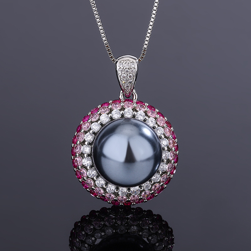 Joyas de Zhuang Shengsheng con fondo de cobre chapado en oro, tesoro de color de simulación con incrustaciones de perlas grises, traje de tres piezas para mujer 14-12mm