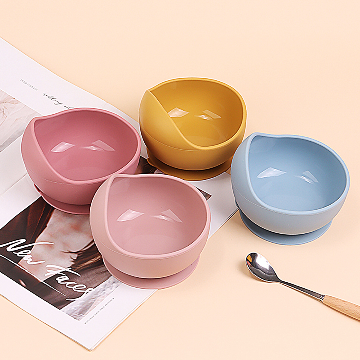 영유아용 실리콘 빨판달팽이그릇, 어린이 수유식기, 화상방지 및 낙하방지, 아기 독립식 식품보조그릇