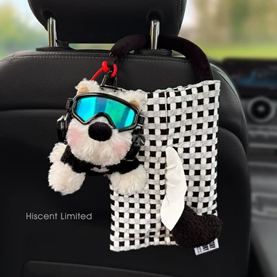 New car tissue box with West Highland puppy design, hanging car tissue holder, high-end interior seat back storage decoration (Car tissue box/set) - black-sweater-skiing-west-highland-dog-tissue-pack