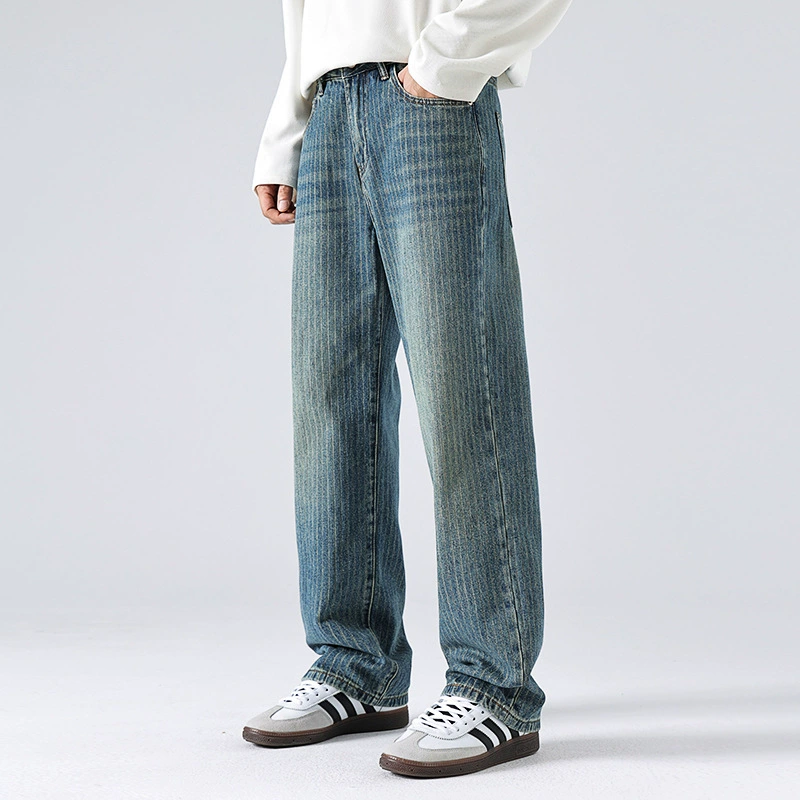  Denim демисезонные ретро брюки с элементами birds? (птица 家元素) Loose straight fit