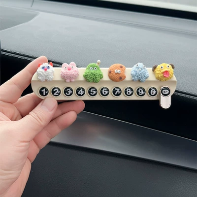 Car Temporary Parking New Mobile Phone Number Plate Car Cute Cartoon Aromatherapy Creative Move Inside Parking Ornaments (Nömrəli dayanma kartı) - monster-series-aromatherapy-stop-card