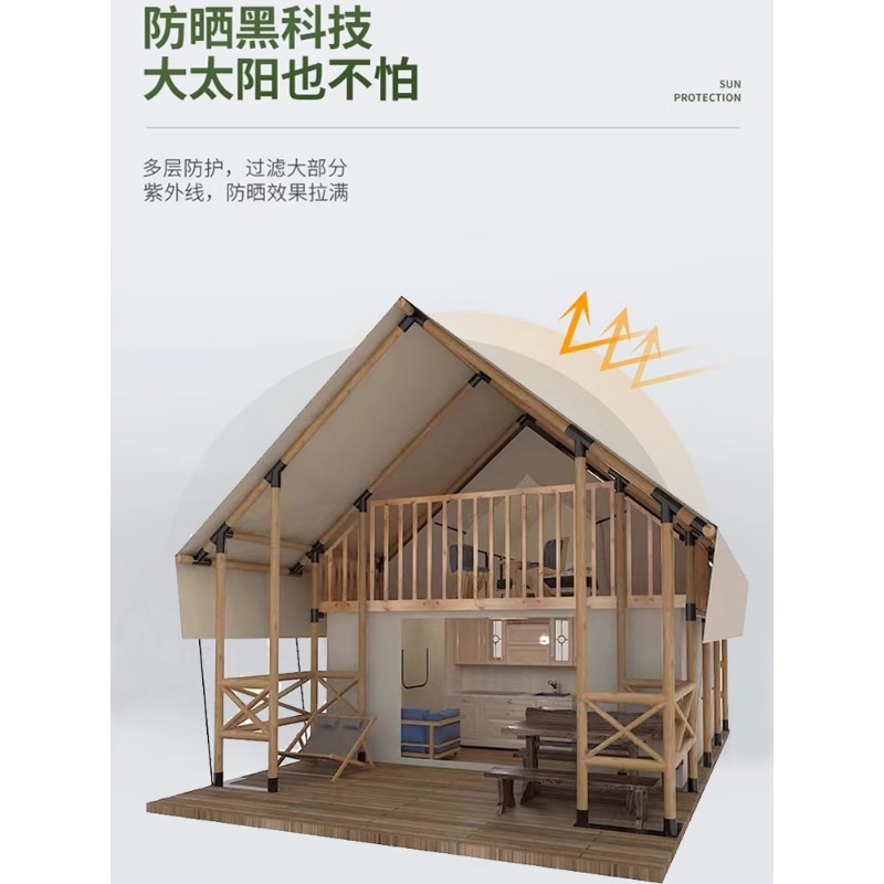 Carpa de madera ligera de lujo de estilo europeo campamento al aire libre campamento ocio residencial cuatro estaciones carpa de hotel de lujo