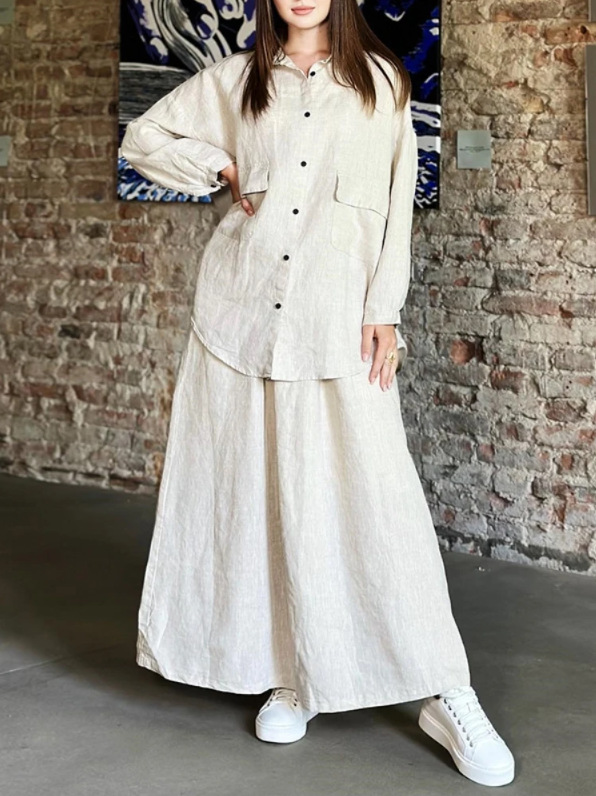 European American Cross-border 2025 Spring And Autumn New Women's Vintage Plus-size Collared Long-sleeve Shirt Dress_ecoleips.com