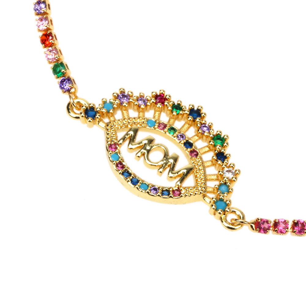 Fashion Motheru0027s Day Copper Diamond Letter Hand Jewelry Devilu0027s Eye Bracelet