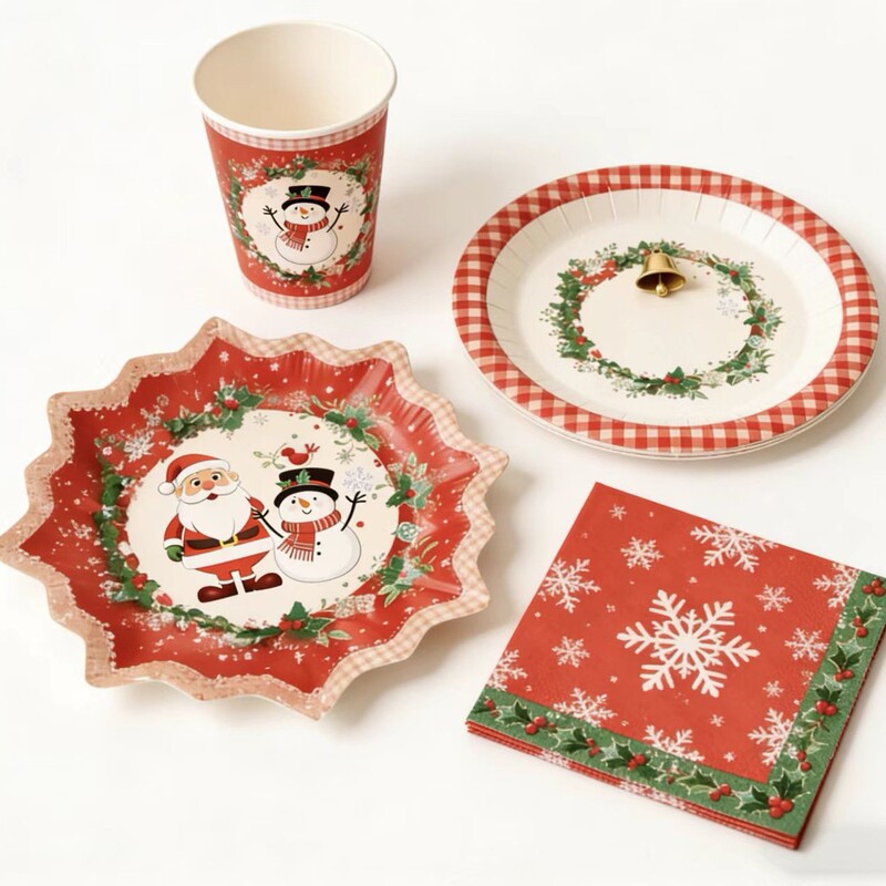 Lanweier's New Christmas Set, Christmas Tree Shaped Plates, Party Set, Disposable Dinner Set
