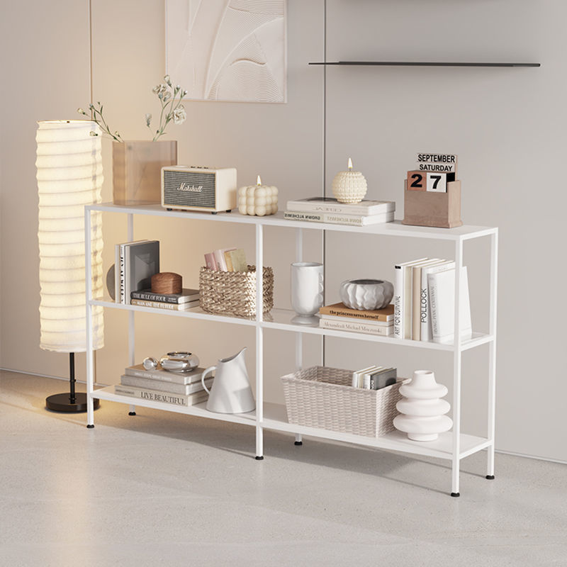 现代简约客厅长条靠墙简易铁艺书架置物架落地隔板办公室收纳架子