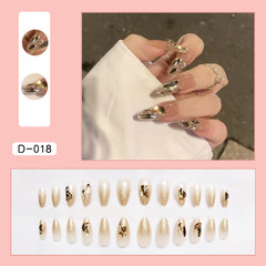 Flashy champagne diamonds nail art, red book rich heiress style nail stickers, temperament highlighting white fake nail sheets