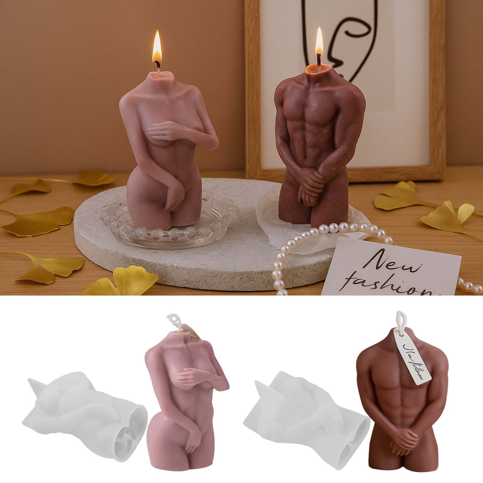 胖丫丫人体香薰DIY蜡烛水晶滴害羞女肌肉男摆件硅胶模具仿真人版