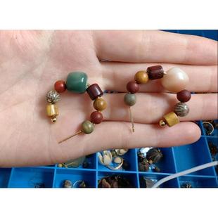 Natural Museum Original Design Trendy Earrings Vintage Natural Stone Sandalwood Bodhi 14K Gold Retro Women's Earrings