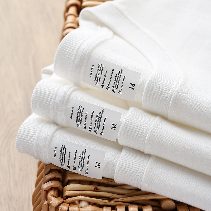 Summer cotton solid base quality white short sleeve T-shirt