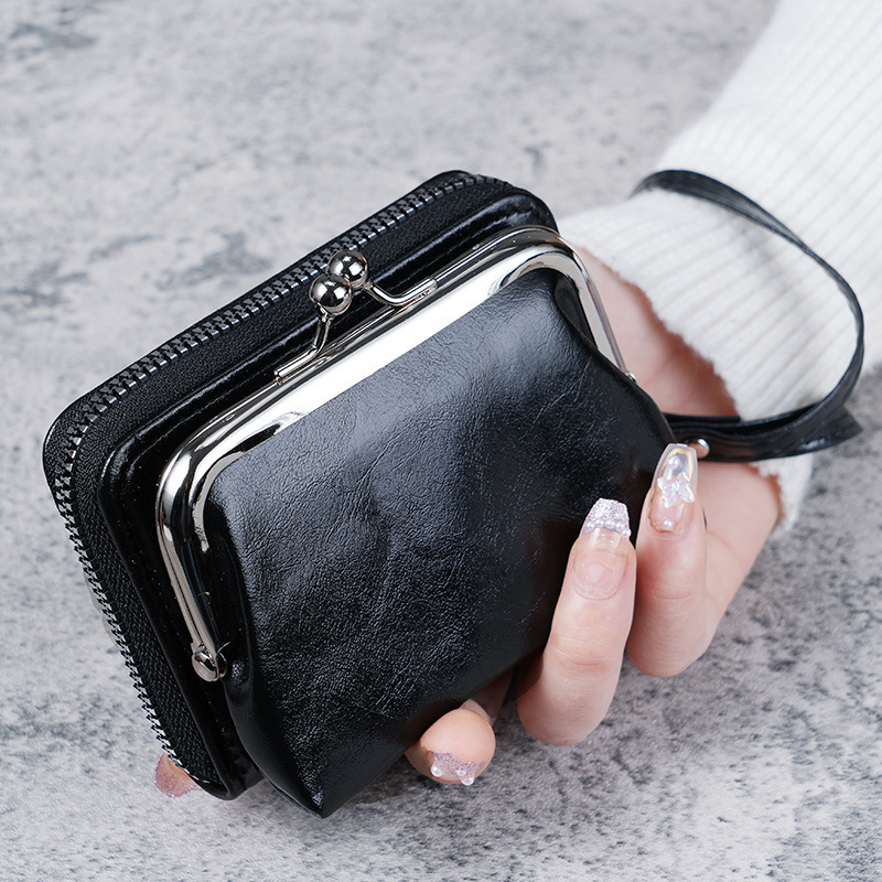 New Wallet Women's Fashion Wrist Strap Short Coin Purse Large Capacity Coin Clip Bag Multi-Card Slot Card Holder Wallet