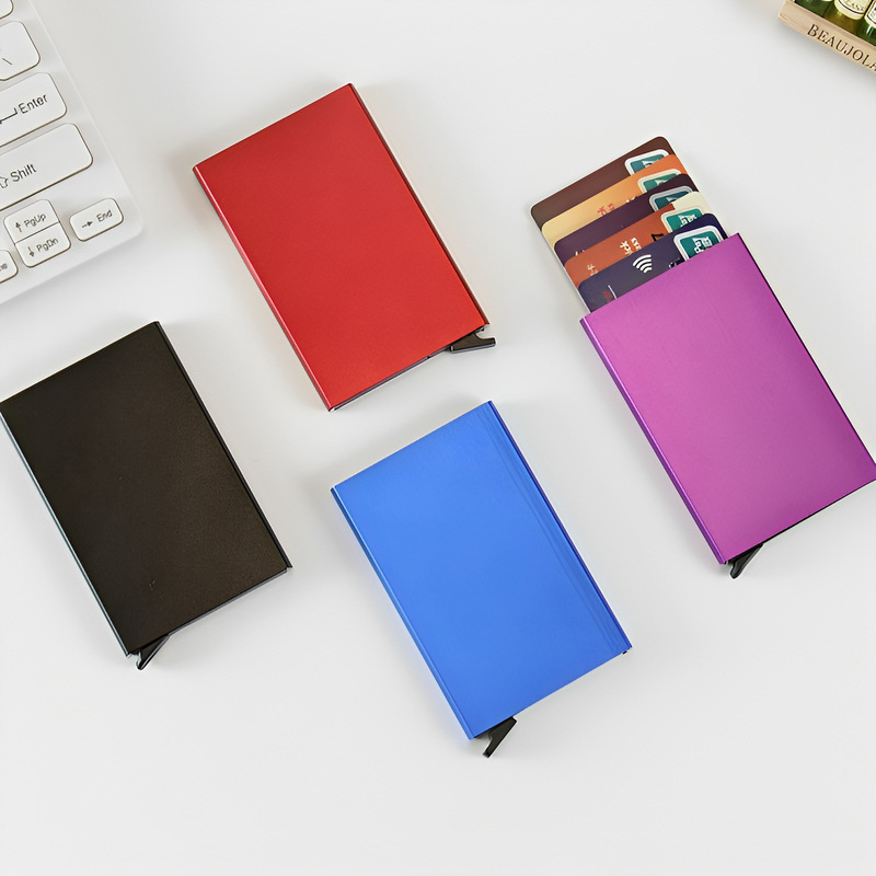 Aluminum alloy automatic pop-up card sleeve anti-degaussing frosted metal card holder credit card box anti-theft brush rfid business card case Aluminum alloy automatic pop-up card sleeve anti-degaussing frosted metal card holder credit card box anti-theft brush rfid business card case