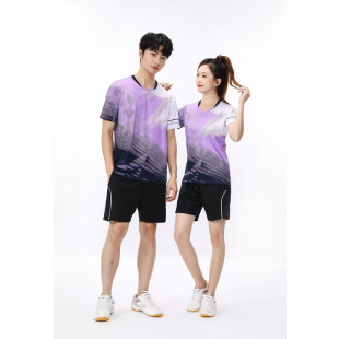 New Badminton Clothing Women's Suit Table Tennis Sportswear Top Men's Tennis Clothing Short-sleeved Jersey Quick-drying