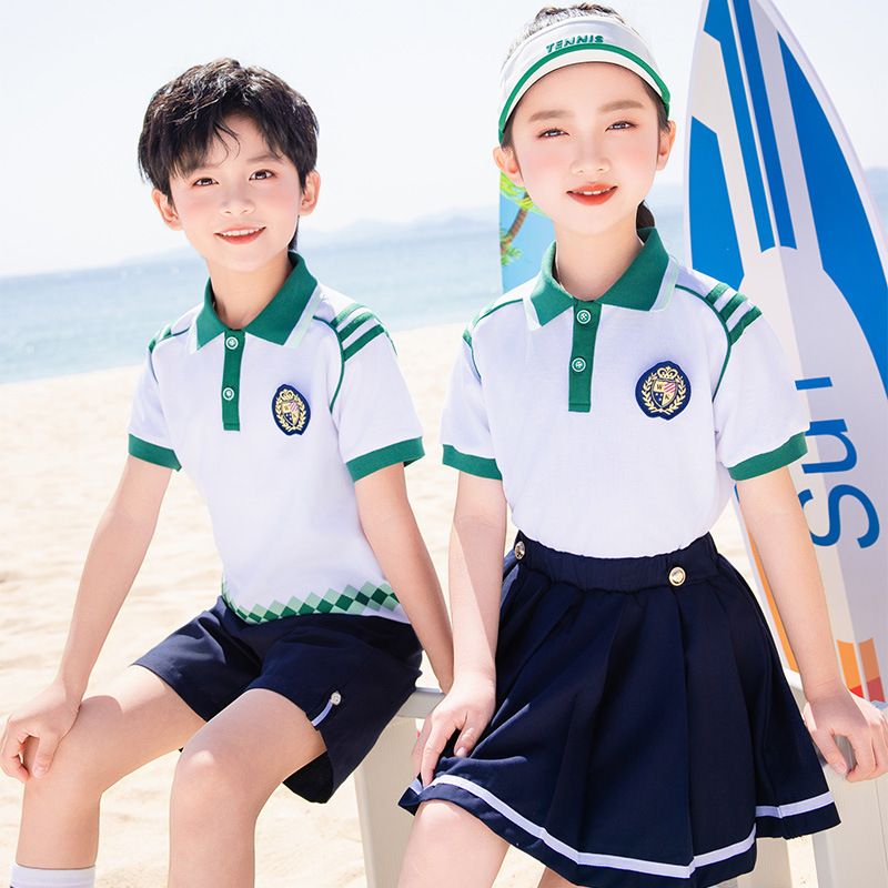 小学生校服夏季运动会班服幼儿园园服毕业照儿童学院风短袖两件套