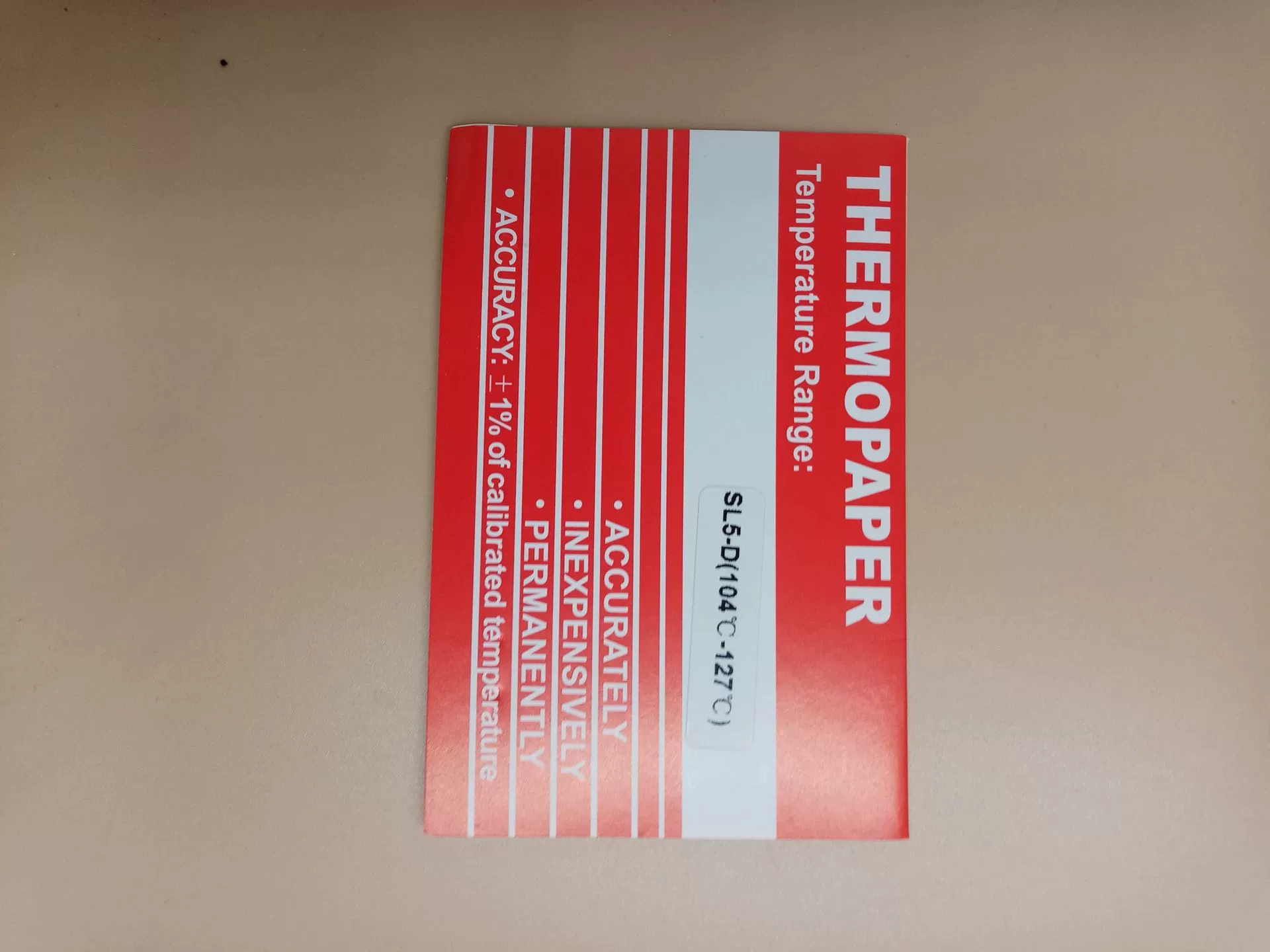 Бумага для измерения температуры THERMOPAPER 104-127 градусов/меняющий цвет Индикатор температуры/Чувствительная к температуре тестовая бумага