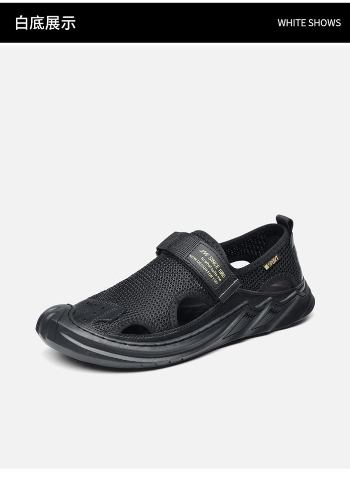 Dép sandal nam quai ngang kiểu La Mã bao đầu, thân lưới thoáng khí, đế cao su — 5512 dép sandal màu xám, 5512 dép sandal đen chi tiết 14