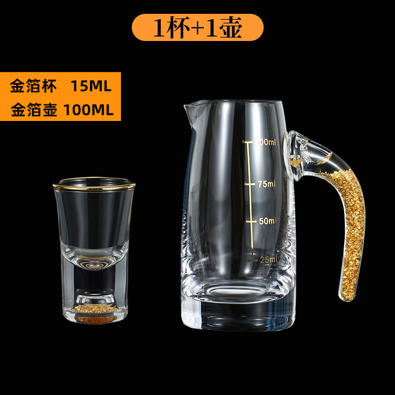 Fabricantes de copas de licor de lámina de oro tazas de cristal de alta calidad tazas de licor de vidrio escalas divisor de licor un sorbo de tazas de licor set