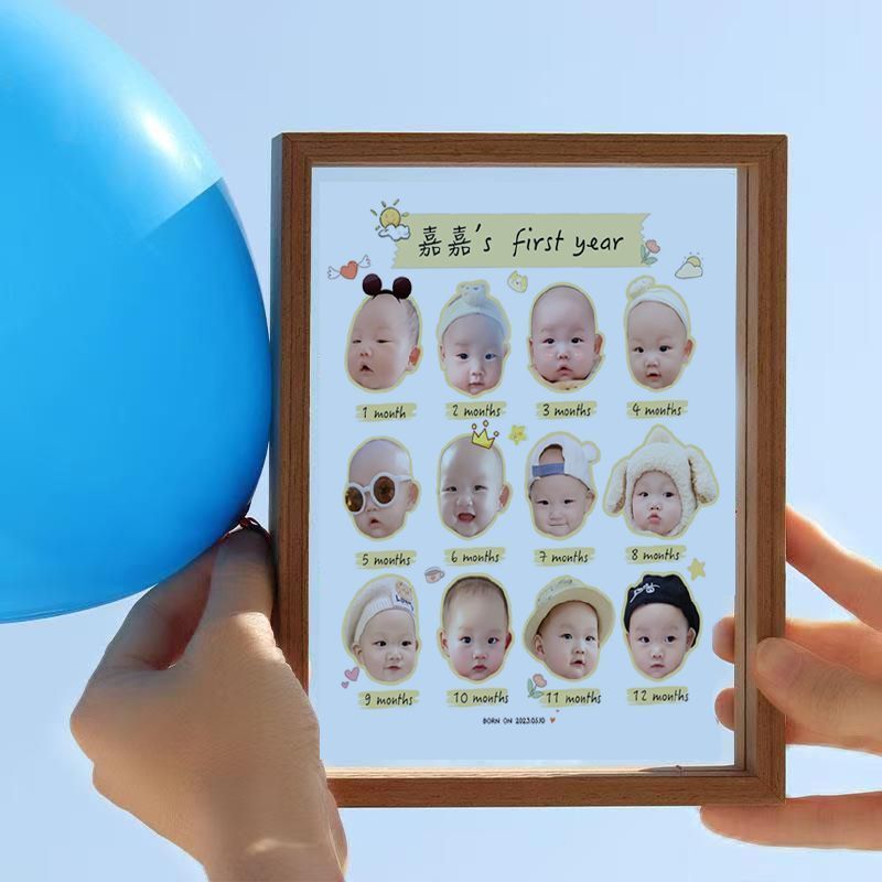 One-Year-Old Photo Frame Transparent Baby Growth Record Table Commemorative Ritual Gift Living Room Bedroom Decoration Ornaments