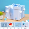 Blue fur ball gift box lamp raffia