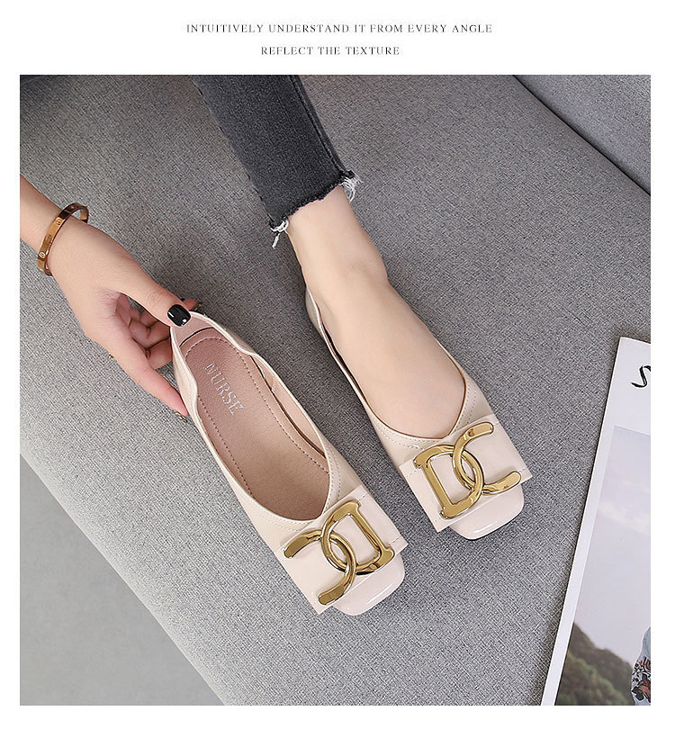 Women's Flat Shoes For Women Square Toe Low Heel Casual Work Shoes_voghion.com
