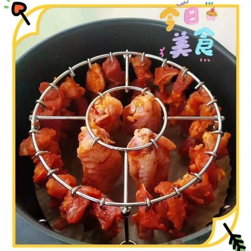 304 스테인레스 스틸 [원형 그릴 1개 + 그릴 핀 45개] - 2025년 인기 모델 (에어프라이어 그릴)