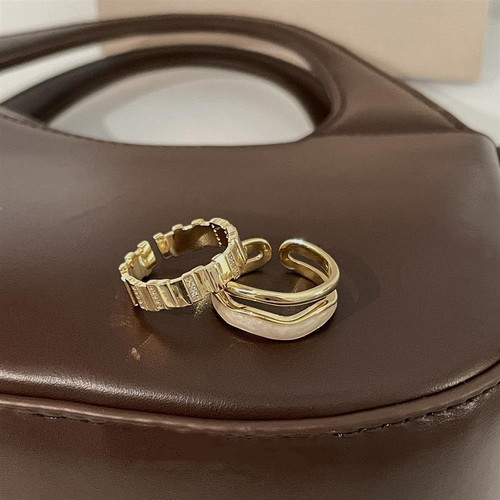 White Fritillaria Double Layer High-End Versatile Light Luxury Ring Unique Design Index Finger Ring  New Trend Fashion Personality