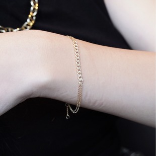 New Chain 18K Real Gold Real Diamond Natural Diamond Cuban Women's Bracelet Cool and Fashionable Style