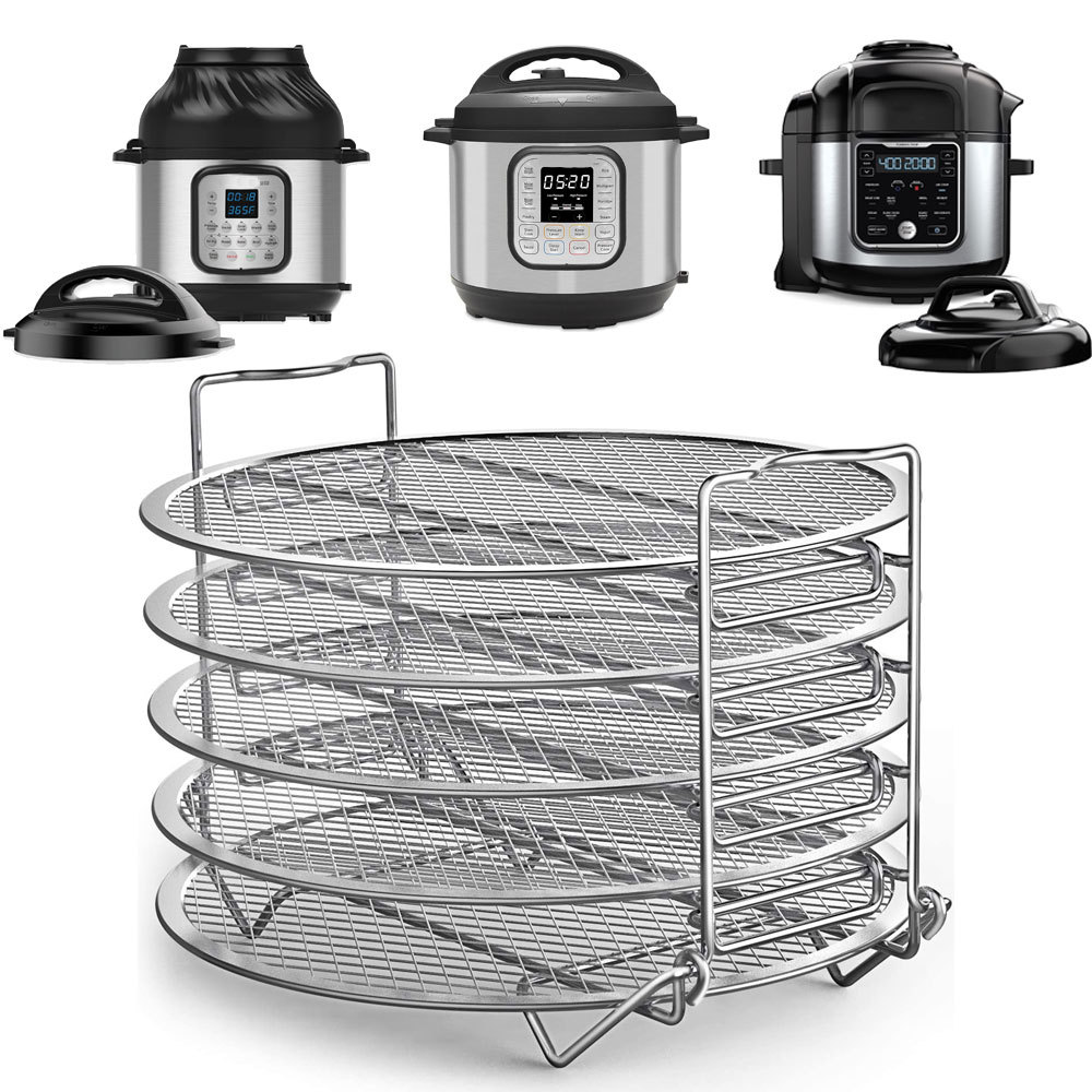 인스턴트 냄비 8qt 및 NINJA 6.5qt 용 스테인레스 스틸 304 라운드 5 레이어 쌓을 수있는 탈수 랙
