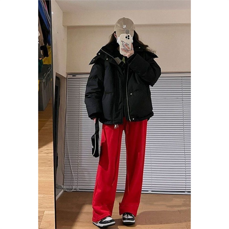 25反季清仓特价白鸭绒羽绒服男女加厚连帽白鸭绒外套宽松黑色