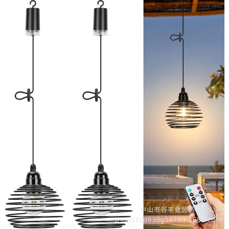 Iron Chandelier Cross-Border New 4Aa Battery Box Chandelier Courtyard Outdoor Waterproof Courtyard Balcony Farmhouse Led Chandelier