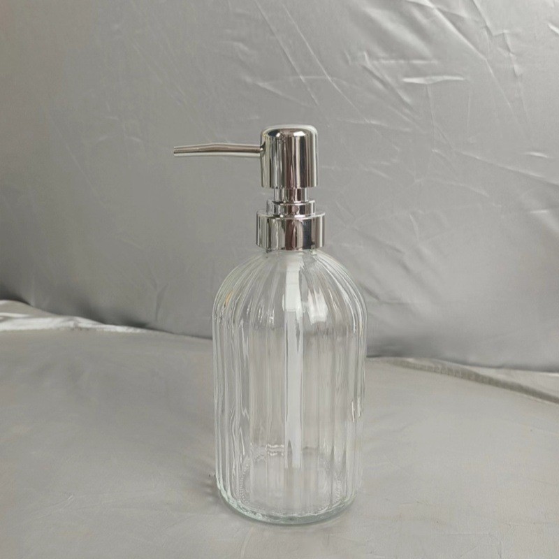 El fabricante suministra 420ml de desinfectante de manos, botella de vidrio transparente de color de patrón vertical cuadrado, botella de desinfectante de manos, vidrio
