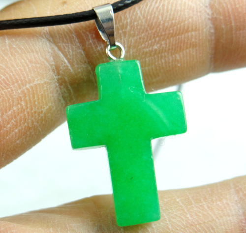 Comercio exterior caliente Piedra Natural Rosa cristal ágata piedra Cruz colgante collar accesorios DIY joyería que hace