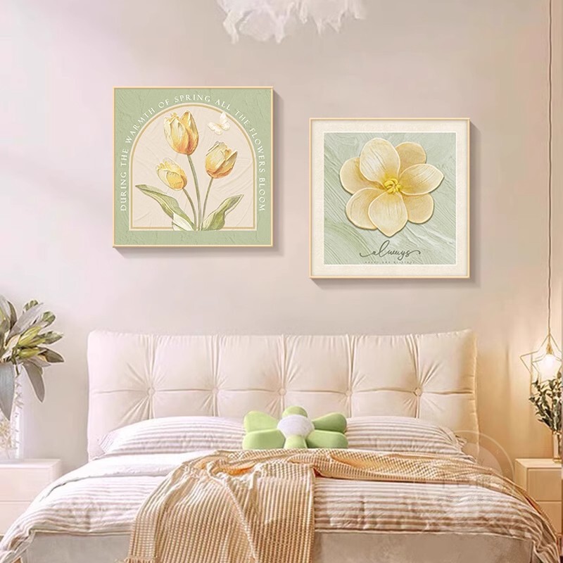 Cream Style Bedroom Room Decorative Painting Nordic Living Room Sofa Background Wall Hanging Painting Advanced Sense Master Bedside Mural Painting