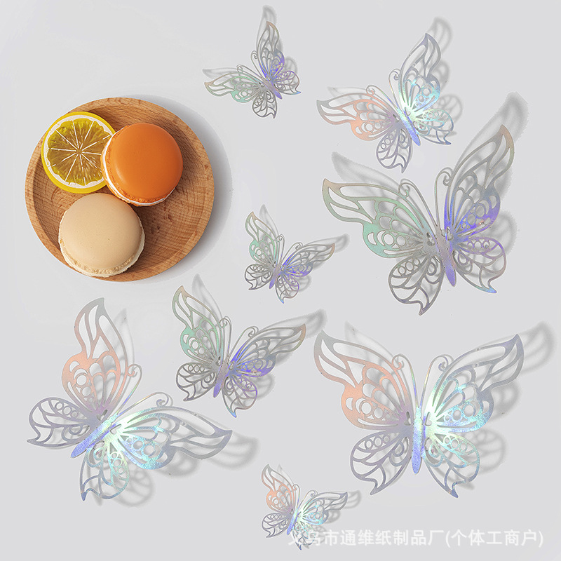 12 pegatinas doradas de mariposas huecas para pared, pegatinas de mariposas para decoración de paredes del hogar, pegatinas creativas de mariposas.