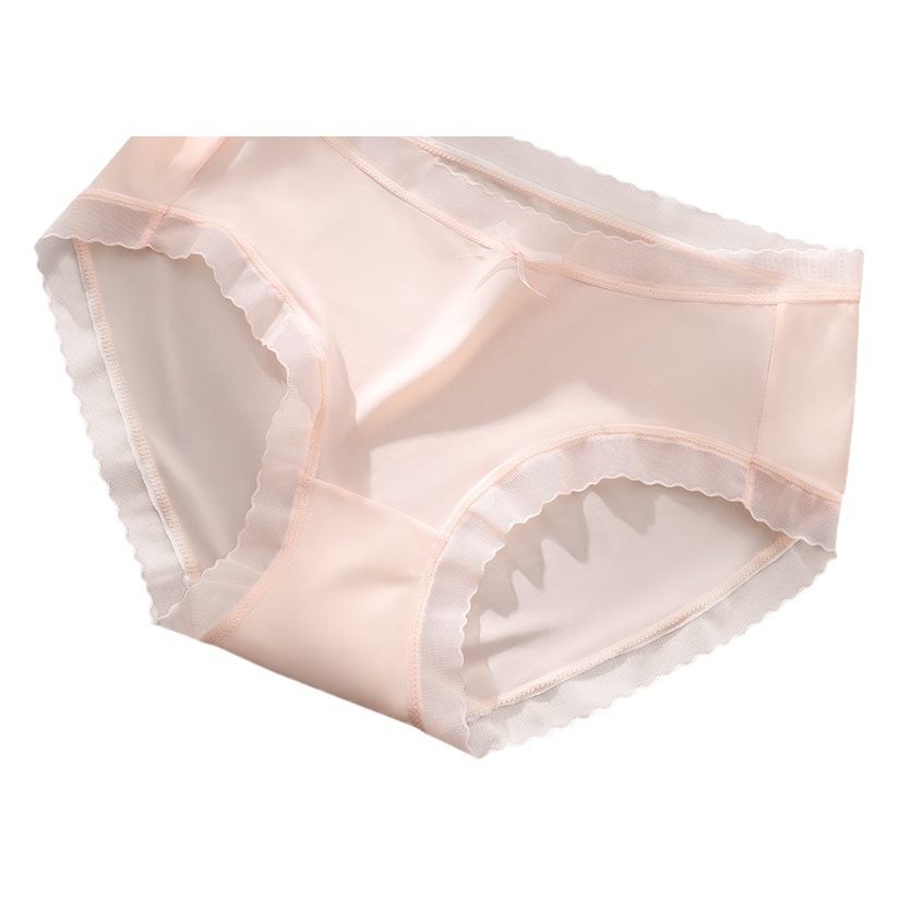 Entrepierna de algodón transpirable de verano para mujer Mediados de cintura linda chica borde de encaje triángulo pantalones cortos cabeza chica ropa interior sin costuras