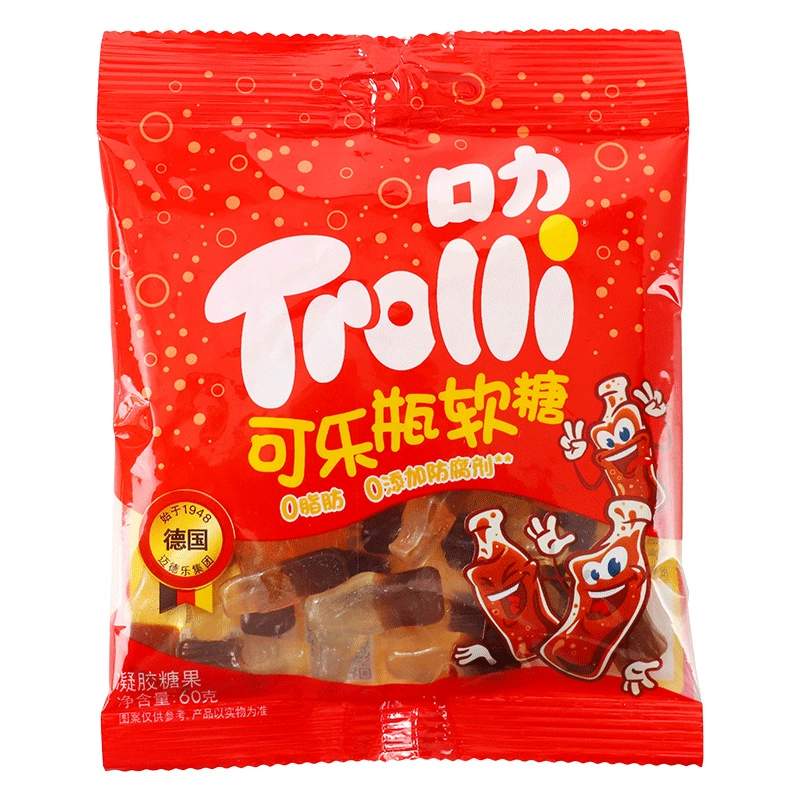 Жевательный мармелад Trolli кислые червячки и бутылочки колы, креативные формы, 55–60 г