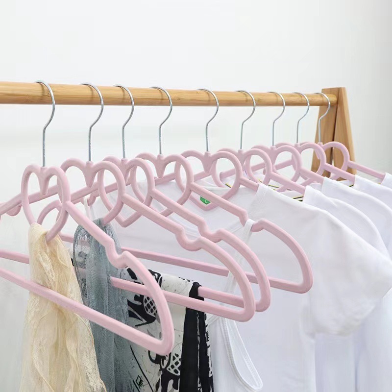工場直供愛型植毛滑り止めハンガー洋服店整理無痕収納家庭用衣類掛けマジックハンガー|undefined