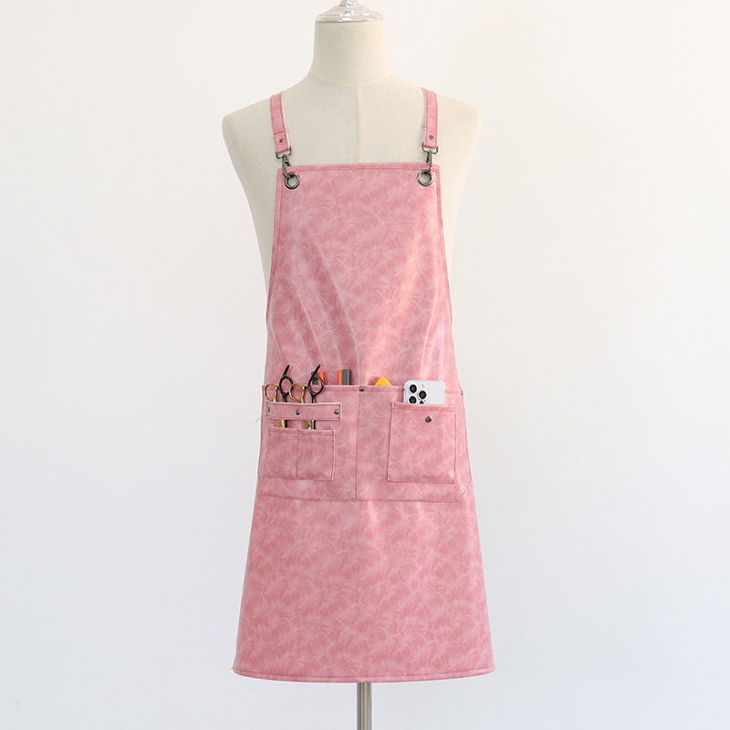Delantal de cuero de PU de Amazon transfronterizo, cuero de caballo loco, cintura de cocina para el hogar, mono de restaurante, delantal impermeable, impresión
