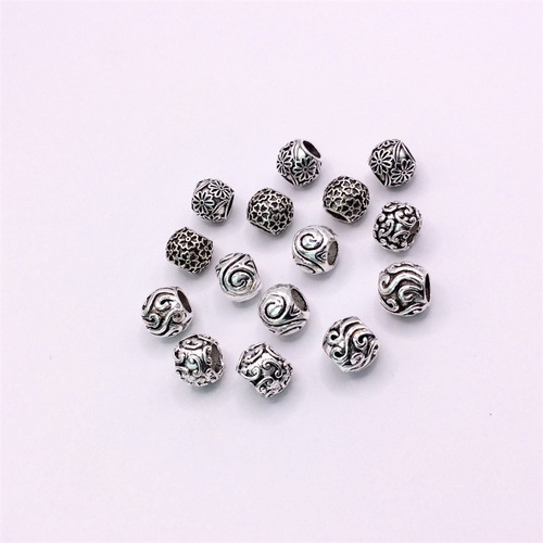 diy alloy jewelry accessories Tibetan silver hollow ball beads large hole separated beads cultural play beads lantern beads pumpkin beads