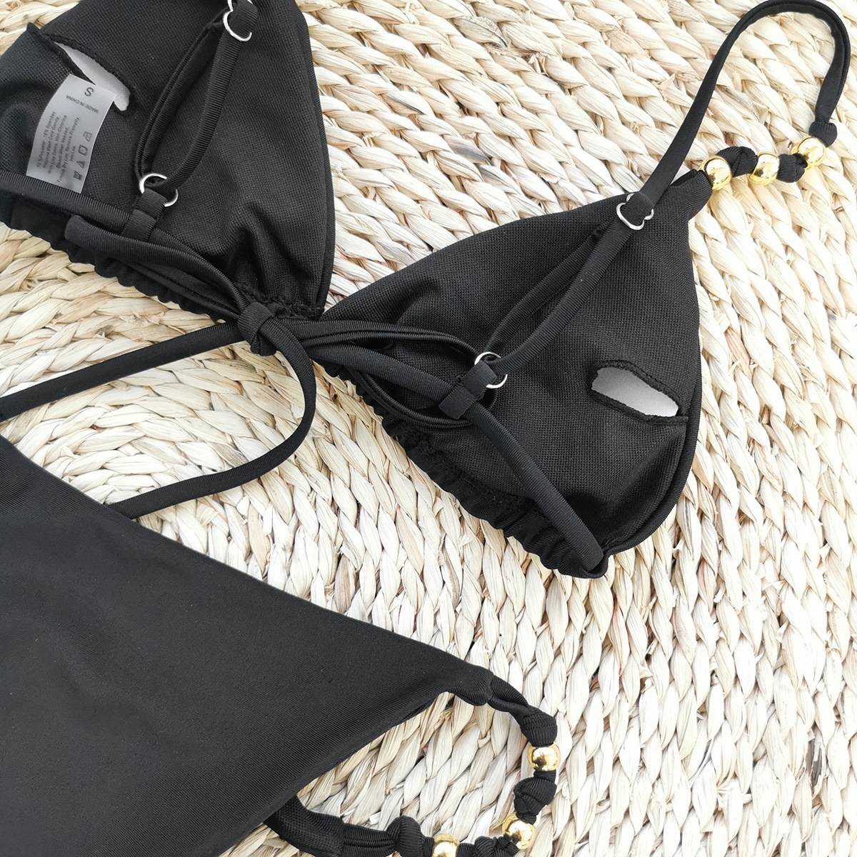 Solid Color Pattern Women's Solid Color 2 Pieces Set Bikinis Swimwear