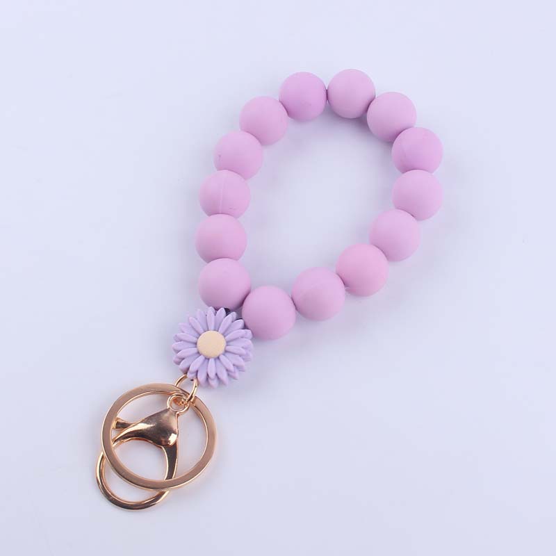 Nueva pulsera de silicona accesorios llavero creativo de dibujos animados Margarita colgante de cuentas de silicona pulsera llavero