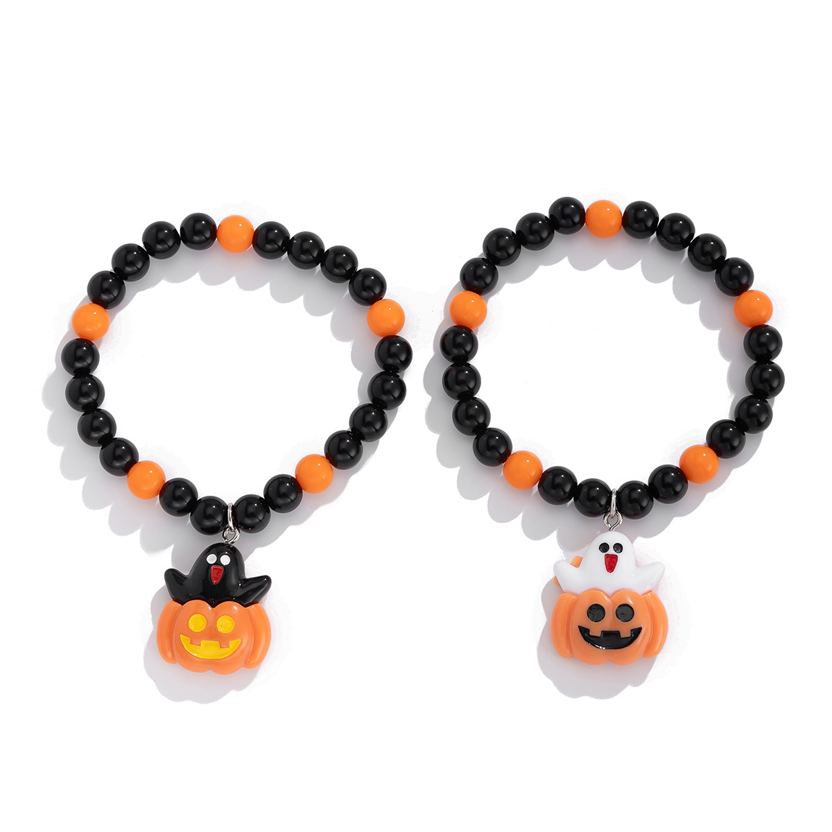 Pulsera de cerámica blanda multicapa con diseño de calabaza fantasma y viento de Ins, pulsera de bruja fantasma para fiesta de Halloween_voghion.com