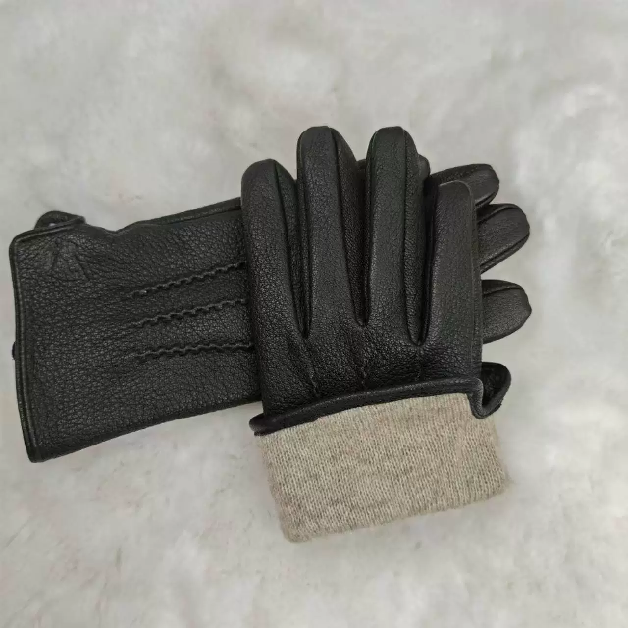 Мужская черная кожа с рисунком из кожи оленя езда на открытом воздухе прочная износостойкая ветрозащитная теплая осенняя и зимняя мода