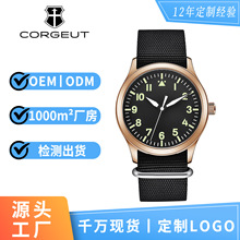 42mm全自动机械表男爆款蓝宝石军事夜光镂空手表尼龙表带男士手表