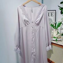 新款睡裙女性感纯欲风长袖蕾丝连衣裙宫廷风公主过膝长裙高级感