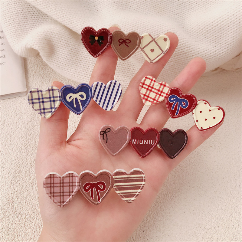 Nuevo amor arco pato boca clip de cabello dulce corazón de la niña libre frente frente frisa lateral clip de cabello roto tocado